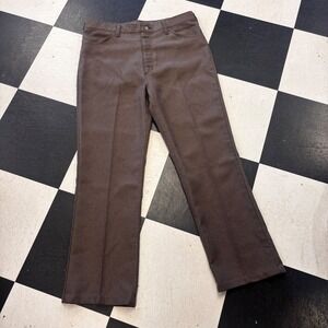 Vintage 80s Wrangler Polyester USA Mens Regular Straight Fit Brown Pants 36